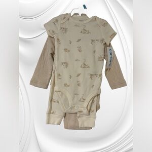 NWT-Carter's Baby Bodysuits & Pants 3 Piece Set in Neutral